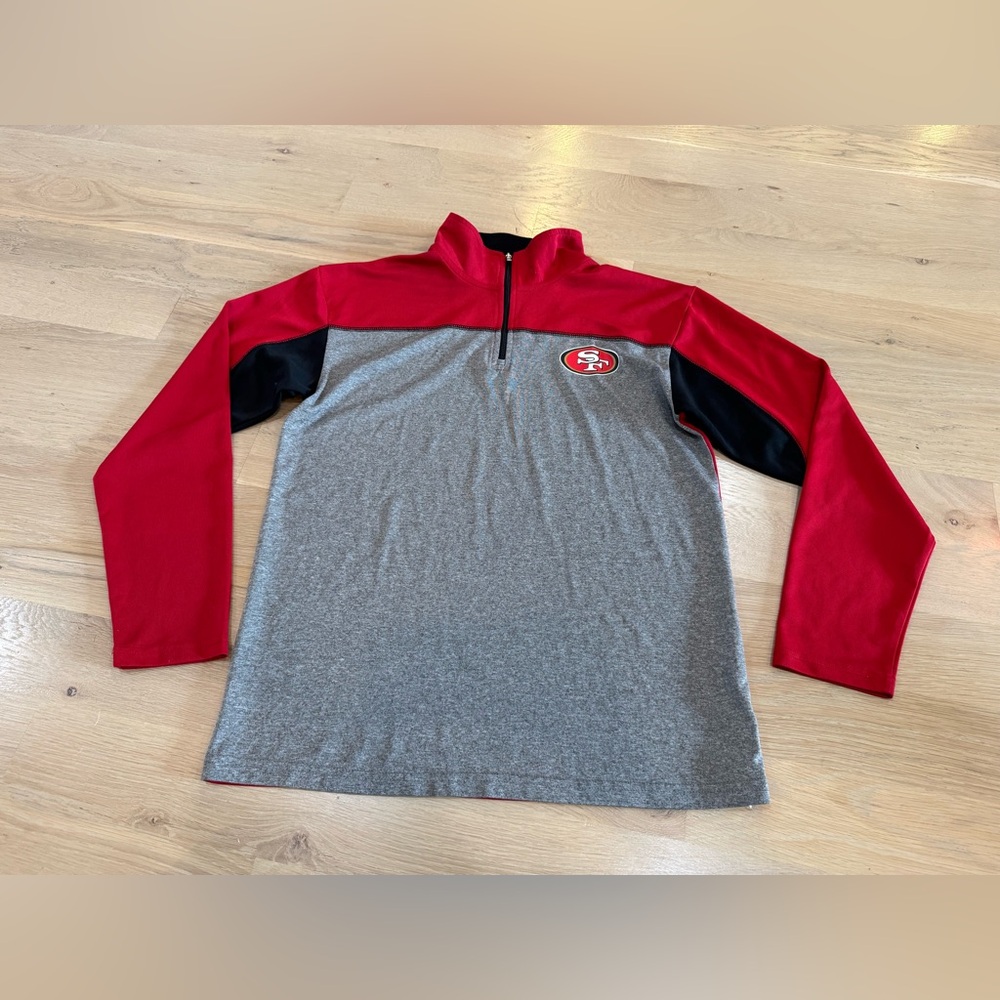 NFL San Francisco 49ers quarter-zip pullover RED GRAY SIZE LARGE